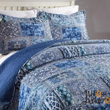 Boho Blue Quilted Coverlet & Pillow Set Vibrant, Cozy Elegance - king V745-MAC06495K13UU