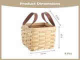 6 Pack Small Woven Gift Baskets with Leather Handles, Mini Wooden Storage Buckets, Rustic Decorative V1192-AZ-W-18359