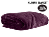 Laura Hill 3m x 3m XL Faux Mink Blanket Double-Sided Soft Plush Bed Oversized Throw Rug Purple MINK-XL-MV