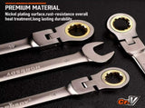 HORUSDY 18-Piece Flex-Head Ratchet Spanner Set, Metric 6mm-30mm Ratcheting Spanners, Nickle Plating V465-86471