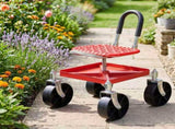 Gardeon Garden Cart Seat Rolling Stool 360 Swivel Height Adjustable Heavy Duty Red GCT-4W-RD