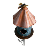 Birdhouse w Perched Bird on Leafy Garden Stake 42cm V637-30408BRD