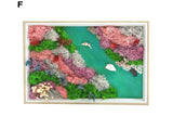 1 Set Everlasting Moss Painting Unique Creative Ocean World Picture with Photo Frame for Home V1263-JX-2503