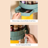 Rotating Spice Rack Holder with Drawer Wall Mounted Kitchen Spice Shelves Bathroom Kitchen V1294-YM0715-10346978