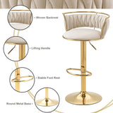 SERENIT Golden Swivel Upholstered Velvet Adjustable Height Counter Stool with Metal Frame Ivory V255-SE-GP2312R-IVORY