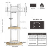 40-75 Inches Heavy Duty Mobile TV Floor Stand with Wooden Shelf, Height Adjustable Rolling TV Mount V767-U-Z1968-WT