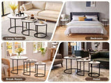 Artiss Nesting Coffee Table Set of 3 Round Stackable Side End Tables Marble Finish White FUR-V-COF-04-MBWH