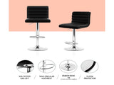 Artiss 4x Bar Stools Padded Leather Gas Lift Black BA-K-710N-BKX4