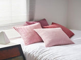 Set of 4 Pink Corduroy Throw Pillow Covers, Soft Striped Velvet Cushion Case for Sofa Couch Bed V1237-ZY-924-037