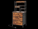 Levede Bedside Table with Charging Station 3 Drawer RGB Light Night Stand Brown NI1101-BR-AU