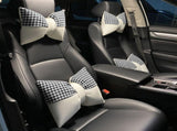 1 Pair White Cute Bowtie Car Headrest Pillow and Waist Cushion Set, Stylish V888-ELOSUNG17639