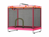Everfit Kids 4.5FT Trampoline Rectangle Rebounder with Basketball Hoop Pink TRAMPO-TD-3IN1-PK