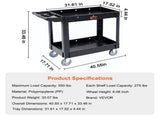 Utility Service Cart, 2 Shelf 550LBS Heavy Duty Plastic Rolling Utility Cart with 360&deg Swivel V952-DXSLSYTCDXCX2WXI2V0