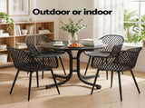 Gardeon 5PCS Outdoor Dining Set Table and Chairs Patio Furniture Garden Diamond Black ODF-DIN-5STFD-130-BK