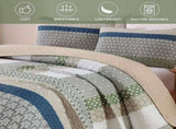 Khaki Green Stripe Bloom Bedspread Coverlet 3 Piece Set V745-AC081581Q13U