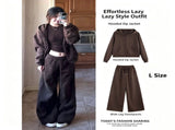 Women Chestnut Brown Basic 2-Piece Tracksuit, Lightweight Comfort Outfit Size L, Versatile Daily V1221-XM-LB5025-ZS141