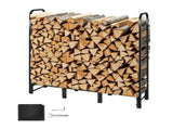 Firewood Rack with Waterproof Cover, 1.22m Outdoor Firewood 1/4 Cord Storage Metal Log V952-HWDCJ4FT20MMXR42A001V0