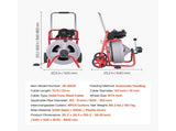 Drain Cleaner Machine 22m x 13mm, Auto Feed Sewer Snake Drain Auger on Wheels, Portable Drain V952-ZDJJKLSGDSTJOA12M002V3