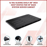 1U Sliding Server Rack Shelf 26 Inch Deep Vented for 19 Inch Cabinet V63-932021