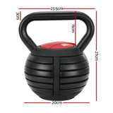 Everfit 18kg Adjustable Kettlebell Set Portable Kettle Bell Weight Dumbbells 10lbs 40lbs FIT-K-KB-18KG-BK