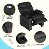 Keezi Kids Recliner Chair Black Velvet Sofa Lounge Couch Children Charis Armchair KID-RECLINER-SIDE-BK