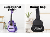 Alpha 34 Inch Classical Guitar Wooden Body Nylon String w/ Stand Beignner Purple GUITAR-D-34-PURPLE-CAPO