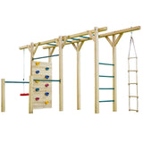 ROVO KIDS Ultimate Outdoor Monkey Bars Playset Frame, with Climbing Wall, Disc Swing, Rope Ladder V219-PLYNJPRVMB3B