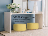 2X Fabric Ottoman Round Wooden Leg Foot Stool - Mustard Yellow V274-FT-GQST01-GN2