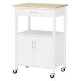 Artiss Kitchen Island Trolley Rolling Serving Cart Storage Drawer Cupboard 60cm FUR-G-KI-60-WH