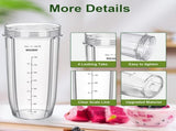 Blender Cups Replacement Parts for Ninja, 32oz Cups with Sip & Seal Lids,Compatible with Ninja Auto V1258-DP02-F-805