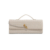 Retro Woven Baguette Handbag for Women Suede Texture PU Leather Shoulder Crossbody Bag Elegant V888-ELOSUNG41402