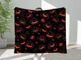 Halloween Throw Blanket Cozy Microfiber Blanket Soft Flannel Throw Festive Home Pumpkin Spider and V1107-114-92897-BLK7