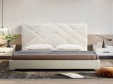Matrix Bed Frame Fabric Padded Upholstery High Quality Slats Polished Stainless Steel Feet V43-BED-MATX-KBG