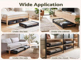 Artiss 4X Under Bed Storage Containers 48L Clothes Organiser Wheels Oxford Black UBS-DIY-MET01-BKX4