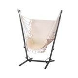 Gardeon Hammock Chair Outdoor Camping Hanging with Stand Cream HM-CHAIR-TASSEL-CREAM-H