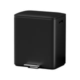 Cefito Pedal Bins Rubbish Bin Dual Compartment Waste Recycle Dustbins 40L Black RB-40L-2C-BK