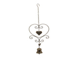 Hanging Hearts w Bird Bell 73cm V637-19709HRT