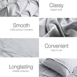 Giselle Bedding Quilt Cover Set Diamond Pinch Grey Queen QCS-DIAM-GY-Q