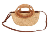 Women Rattan Bag Retro Fashion Small Semicircle Handwoven Straw Shoulder Bag Clutch Bag for Beach V1294-YM0710-3117230325111