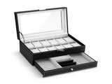 Embellir 12 Grids Watch Box Organizer Case Jewelry Display Storage Showcase WBX-2T-12SL-3020-BK
