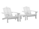 Gardeon 3PC Adirondack Outdoor Table and Chairs Wooden Beach Chair White FF-BEACH-UF-CH-WH-3PC