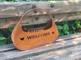 Rust 'Welcome' Bag Planter / Storage 33cm V637-24862BAG