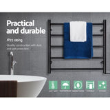 Devanti Electric Heated Towel Rail Rack 5 Bars Wall Mounted Clothes Dry Warmer TW-C-WALL-5-BK