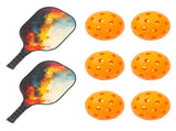 Pickleball Set with 6 Aerodynamic Balls and 2 Fiberglass Paddles V196-PBS26