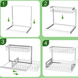 2-Tier White Storage Shelf Spice Rack for Kitchen Bathroom Drawer Organization V1188-MS-325-0798