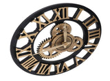 Large 3D Retro Wall Clock 34CM Vintage Wooden Gear Wall Clock Numerals Industrial Style Clocks for V1294-YM0901-3115240034511