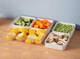 2Pack Divided Veggie Tray with Lid for Snack Serving Container Salad Keeper with 4 Removable Boxes V1370-AZ4-00332