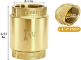 1-1/4 Inch Brass Check Valve, Universal One Way In Line Valves with Backflow Prevention, No Return V1259-DP01-A-990