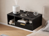 Artiss Floating Bedside Table with Charging Station Black Nightstand 1 Drawer FUR-S-BS-FLO-BK
