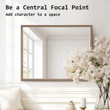 2 Set Wall Mirror Rectangular Frame Bathroom 70x90cm Antique Brown V274-FT-BM-PSSQ-AWD7090-X2